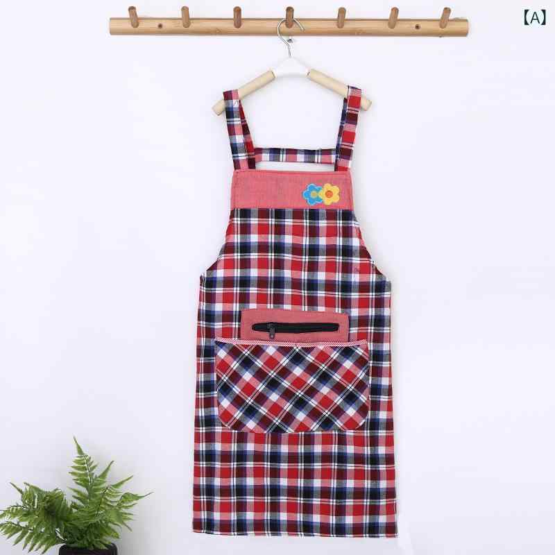エプロン レディース 大人用 綿 日式 チェック柄 かわいい 麻 デニム 料理用 カフェ ガーデニング 家庭用