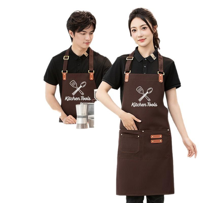 エプロン レディース メンズ 男女兼用 ポリエステル 無地 防水 カフェ 料理 DIY 家庭用 灰色 ワインレ..