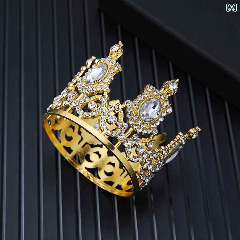 クラウン バロック様式 合金 ヘッドドレス ウェディング 結婚式 ブライダル 髪飾り ヘアアクセサリー ティアラ 王冠 ゴールド シルバー ラインストーン