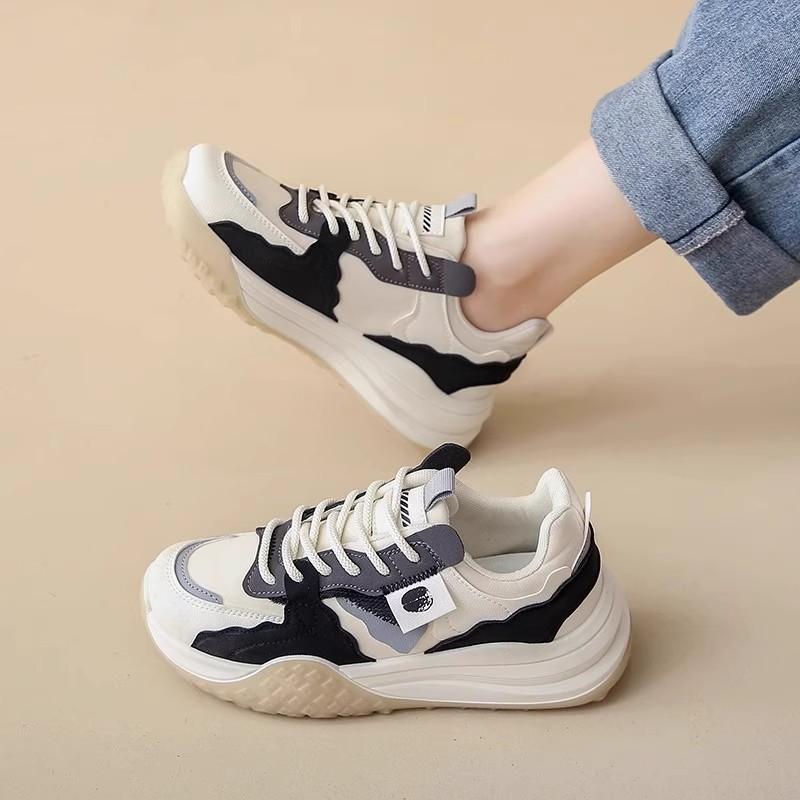 スニーカー レディース 春秋 スポーツシューズ 超軽量 減震 運動靴 ランニングシューズ 通学 普段使い ローカット 紐靴 ブルー グレー ブラック(4)