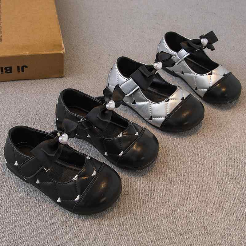 Shoes - 靴/シューズ キッズ バレエシューズ 春秋 ハート 菱形柄 蝶結び PUレザー ローカット 銀色 黒色 1歳 2歳 3歳 4歳 5歳 6歳 かわいい 韓国風