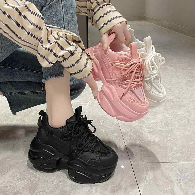 スニーカー レディース 厚底 ランニングシューズ 女性 運動靴 プラットフォーム カジュアル ローカット..