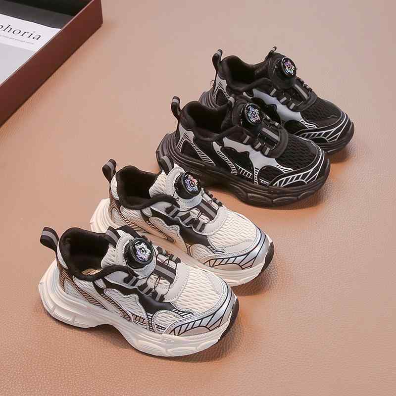 スニーカー キッズ 男の子 運動靴 メッシュ 通気性 紐なし 回転バックル 軽量 滑り止め 普段使い 春秋 ..