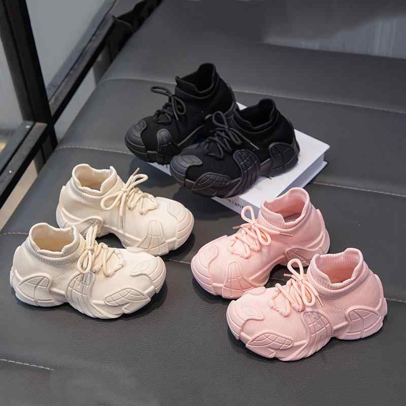 Sneakers - スニーカー キッズ 子供 メッシュ 運動靴 男の子 女の子 紐なし マジックテープ 通気性 柔らかい靴底 春秋 米白色 黒色 ピンク系 26 27 28 29 30 31 32 33 34 35 36 37