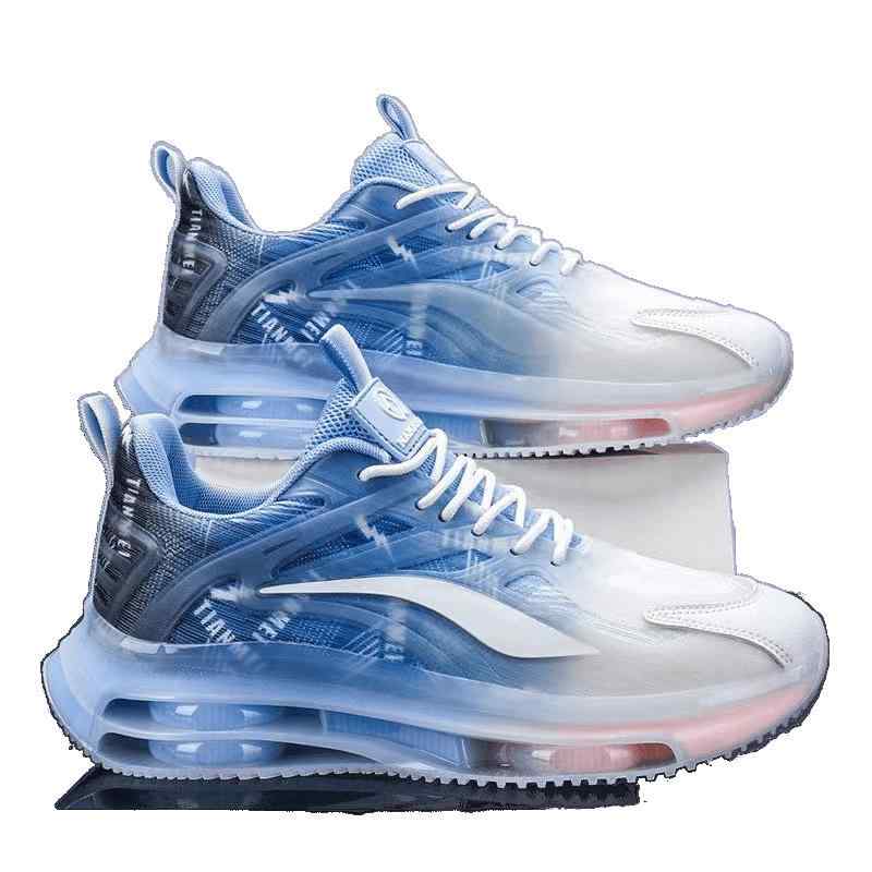 スニーカー メンズ 男性用 通気性 スポーツ ランニング シューズ 運動靴 衝撃吸収 滑り止め 軽量 メッシュ ローカット 紐靴 天 blue 灰オレンジ 黒白