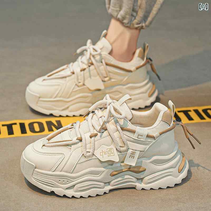 靴/シューズ メンズ スニーカー 男性用 ローカット 厚底 運動靴 スポーツシューズ ランニングシューズ メッシュ 通気性 普段使い デイリーユース アウトドア カジュアル ミドルカット ラウンドトゥ カーキ グリーン ブラック