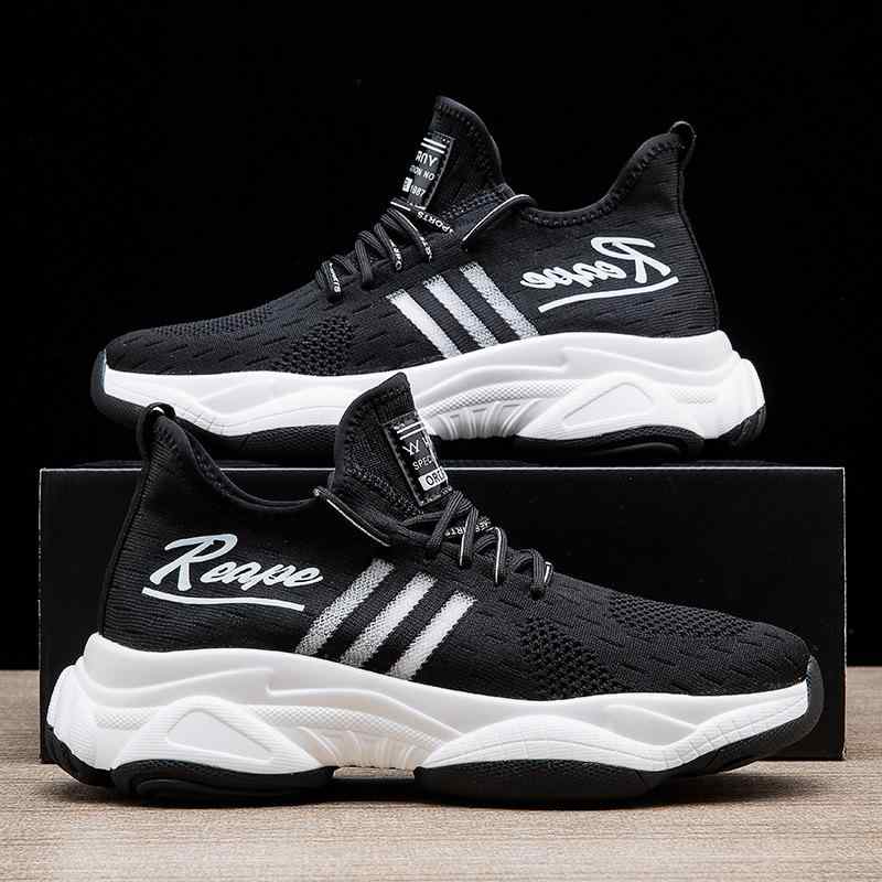 スニーカー メンズ 通気性 軽量 メッシュ 運動靴 ランニングシューズ 厚底 ローカット 黒 白 普段使い(4.0)