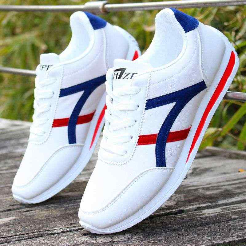 スニーカー メンズ 男性用 防水 PUレザー スポーツ ランニングシューズ 韓国 ファッション 運動靴 通気性 軽量 耐摩耗性 白 ホワイト グレー 黒 ブラック 春