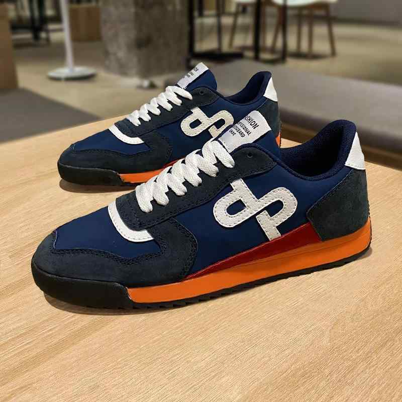 スニーカー メンズ 男性用 運動靴 スポーツカジュアルシューズ レースアップ 配色 ローカット 軽量 普段使い ブルー レッド系