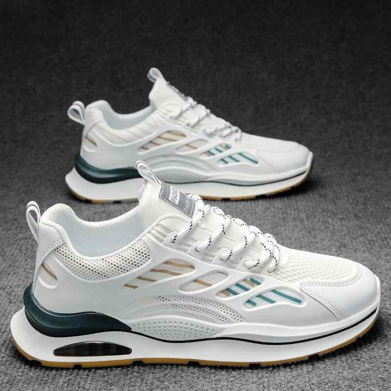 スニーカー メンズ 男性用 通気性 メッシュ 厚底 スポーツ 運動靴 ランニングシューズ ローカット 白 黒 緑 カジュアル 普段使い