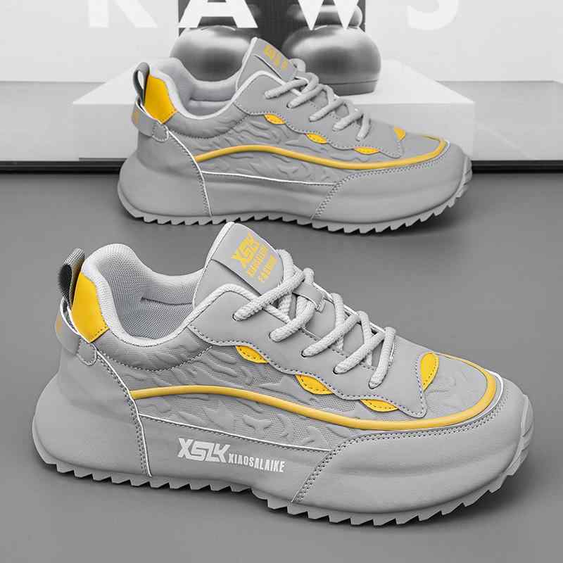 スニーカー メンズ 男性用 運動靴 ランニングシューズ スポーティー カジュアル 普段使い 軽量 皮革 秋冬 ブラック ホワイト グレー