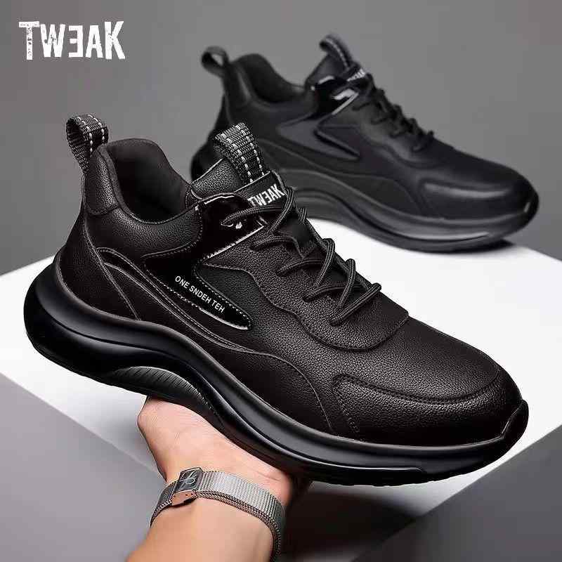 スニーカー メンズ 男性用 運動靴 ランニングシューズ スポーツシューズ レザー 普段使い 通気性 黒 ブラック