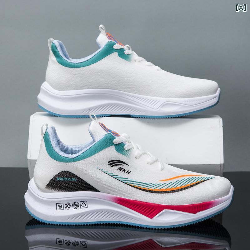 スニーカー メンズ 男性用 スポーツシューズ ランニングシューズ 運動靴 ローカット 普段履き 通気性 超軽量 疲れない 白 黒 緑 24.5cm 25cm 25.5cm 26cm 26.5cm 27cm(x300)