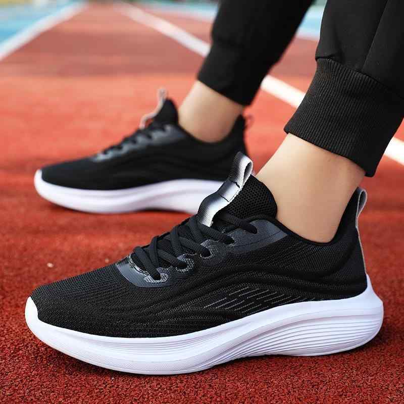 Shoes - スニーカー メンズ 男性用 ランニングシューズ スポーツシューズ 運動靴 ローカット 紐靴 通気性 メッシュ 屈曲性 耐摩耗性 滑り止め 普段使い 黒 ブラック グレー 白 ホワイト