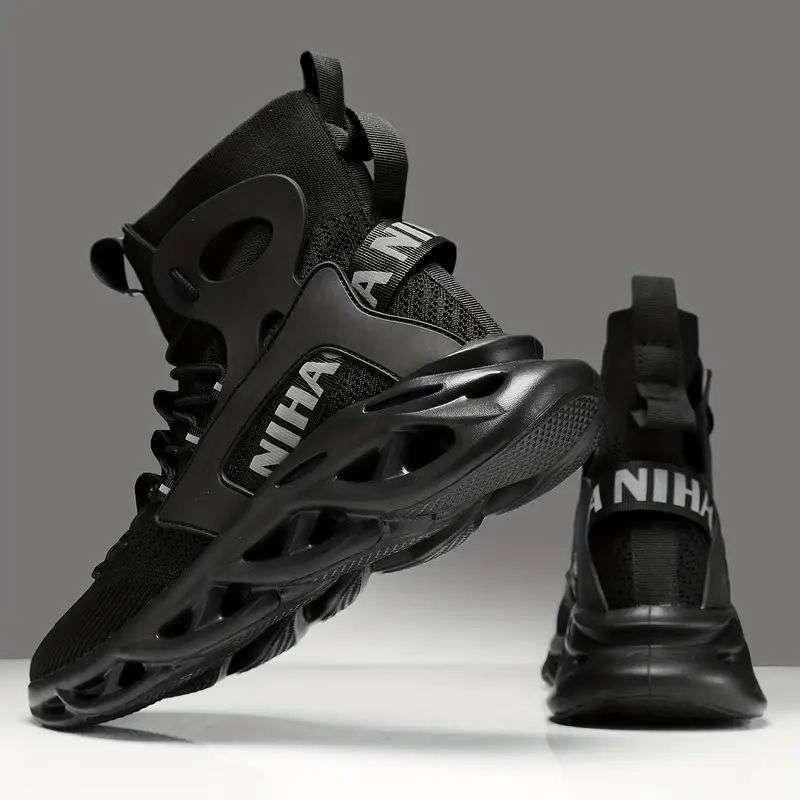 スニーカー メンズ 男性用 ランニングシューズ 厚底 運動靴 スポーツシューズ ミッドカット 飛織 通気性 メッシュ 普段使い 軽量 ブラック ホワイト グリーン 春夏