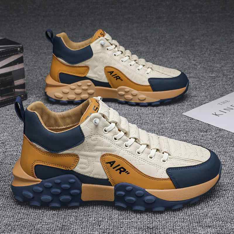 スニーカー メンズ 厚底 スポーツ カジュアルシューズ ランニング 運動靴 普段使い 通気性 軽量 黒 ブラック ベージュ オレンジ(4)