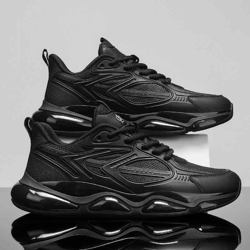 スニーカー メンズ 男性用 ランニングシューズ スポーツシューズ 運動靴 ローカット 厚底 疲れない 履きやすい 滑り止め 普段使い カジュアル ブラック系