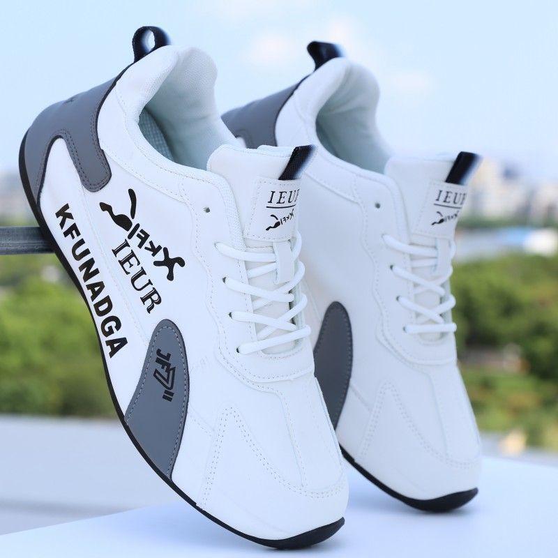 メンズ スニーカー 防水 滑り止め レザー 運動靴 カジュアル シューズ ランニング 春 男性用 ローカット フラット 普段使い 白 黒