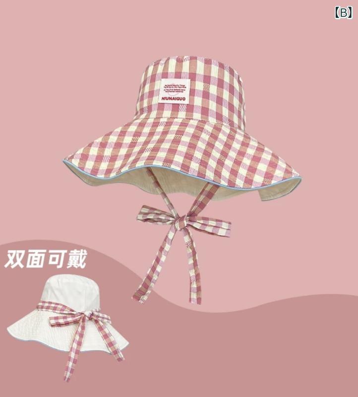 漁夫帽 レディース 格子柄 チェック柄 折りたたみ 夏 春夏 秋 防晒 遮陽 広檐 丸頂...