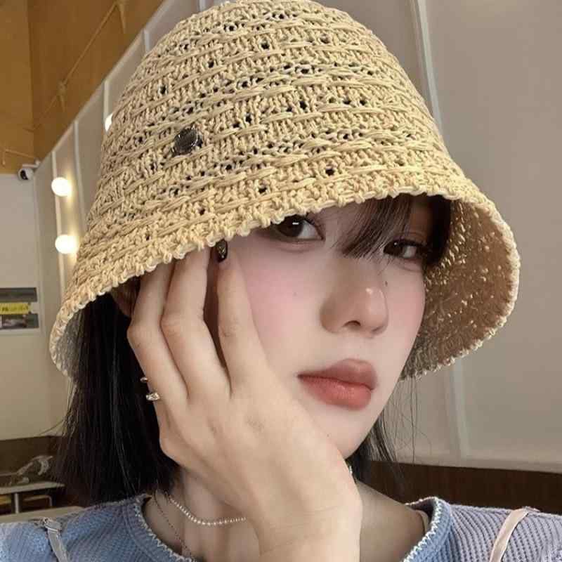 盆帽 女性用 レース編み ニット 屋外 麦わら帽子 春夏 顔隠し 紫外線カット 大つば 折りたたみ フィッシャーマン ハット かわいい 甘め プリンセス 学院風 韓流 クリーン フレッシュ ベビー ベビーピンク アイボリー ベージュ 涤纶 ポリエステル