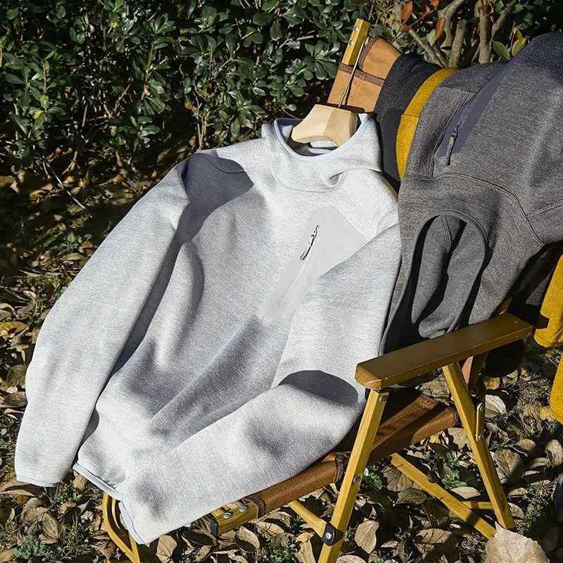 パーカー メンズ 撥水 ストレッチ 接触冷感 通気性 スポーツ アウトドア カジュアル プルオーバー ライトグレー ダークグレー ブラック イエロー ポリエステル 春秋