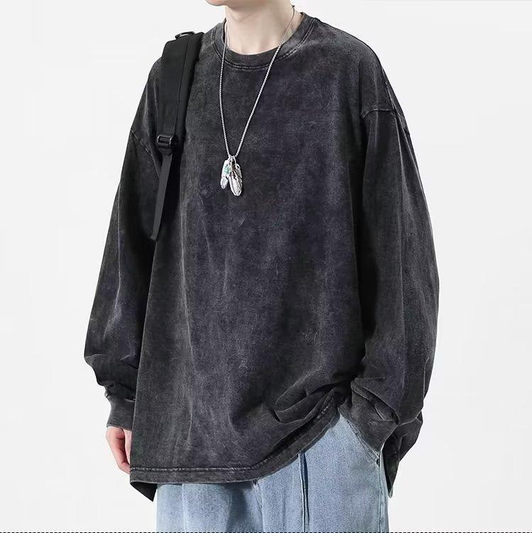 スウェット メンズ 男性用 ヘビーウェイトコットン ウォッシュ加工 古着風 ビッグシルエット 長袖 Tシ..