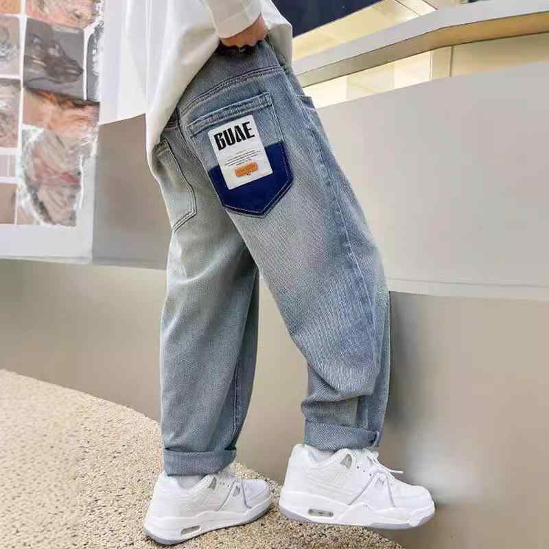 子供用ジーンズ 男の子 デニムパンツ 春秋 中厚手 ウエストゴム 普段着 通学着 ボーイズ キッズ 長ズボ..