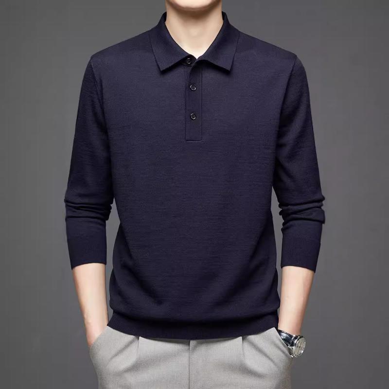 セーター メンズ 男性用 長袖 秋物 薄手 ニット トップス 100% コットン 羊毛 襟付き プルオーバー 無地 普段使い ブラック グレー グリーン ネイビー ブラウン パープルレッド M L XL 2XL 3XL