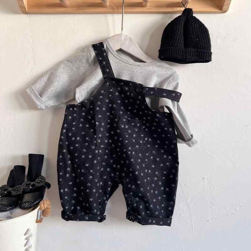 パンツ ベビー服 女の子 背付きパンツ ブルマ 春秋 韓国風 小花柄 コットン 高腰 66cm 73cm 80cm 90cm ブラック グレー