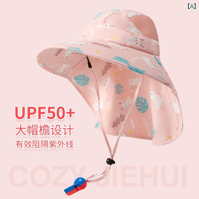 シャドーテールの帽子 キッズ 子供用 サマーハット 漁夫帽 UVカット 日よけ 通気性 大判つば 広いつば 2歳 3歳 4歳 5歳 6歳 ピンク系 ブルー系 イエロー アニマル柄｜アングル2