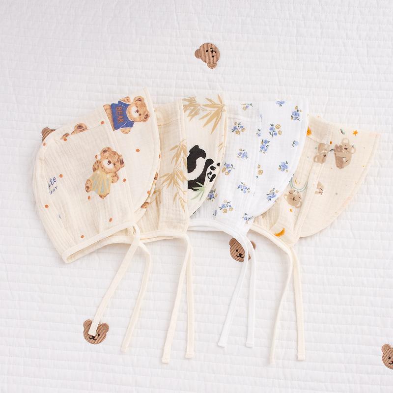 ベビー帽子 新生児 赤ちゃん 0歳 1歳 春夏 秋冬 日よけ帽子 ガーゼ a類 純綿 熊猫 パンダ 花柄 かわい..