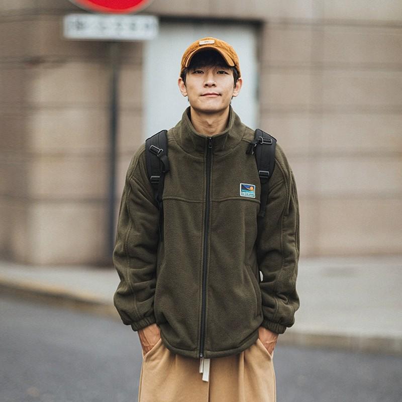 フリース メンズ カーディガン 秋冬 立襟 シープボア ジャケット ゆったり 普段使い 部屋着 アウトドア 緑 カーキ 黒