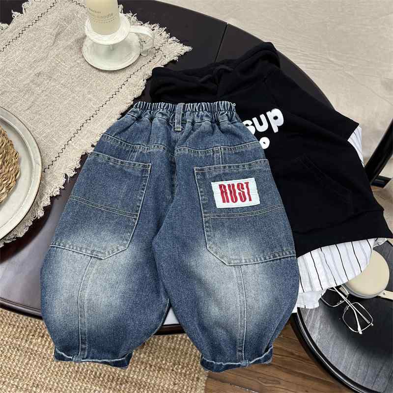 子供用ジーンズ 男の子 長ズボン デニムパンツ 春秋 韓国風 ボーイズ 幼児 園児 小学生 普段着 潮 柔ら..