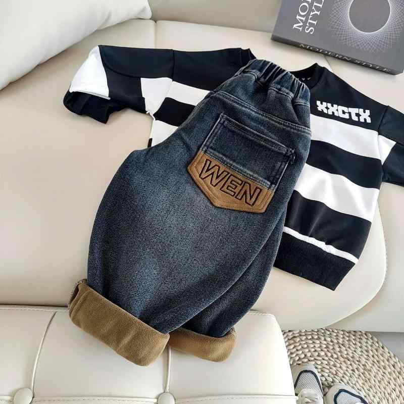 子供服 パンツ 男の子 裏起毛 デニム ジーンズ 冬 ベビー ズボン 秋冬 厚手 暖かい 80cm 90cm 100cm 11..