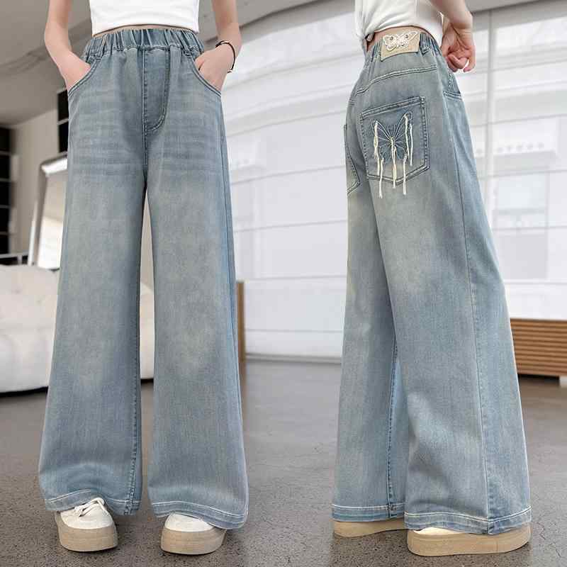 ・カテゴリ: 子供服・スタイル: 韓国風・素材: デニム、綿78.8%・対象: 女児・対象年齢: 8歳以上・パンツ丈: 長ズボン・デザイン: 無地・ウエスト: ハイウエスト・ウエスト: ウエストゴム・カラー: ブルー・サイズ: 120cm、...