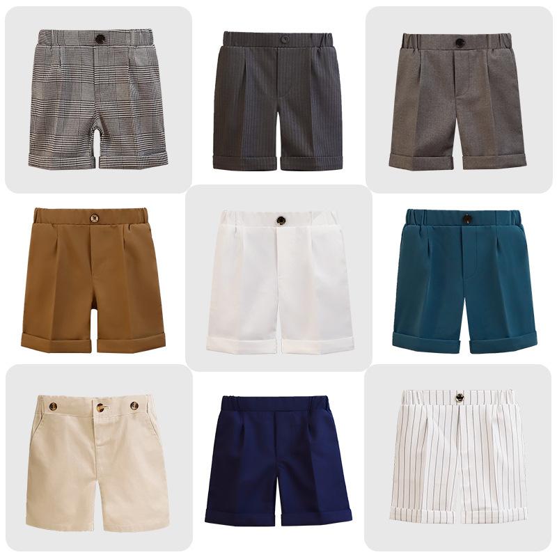 子供用パンツ 男の子用 短パン ストライプ柄 フォーマルパンツ サマースーツ ハーフパンツ 小学生 スク..