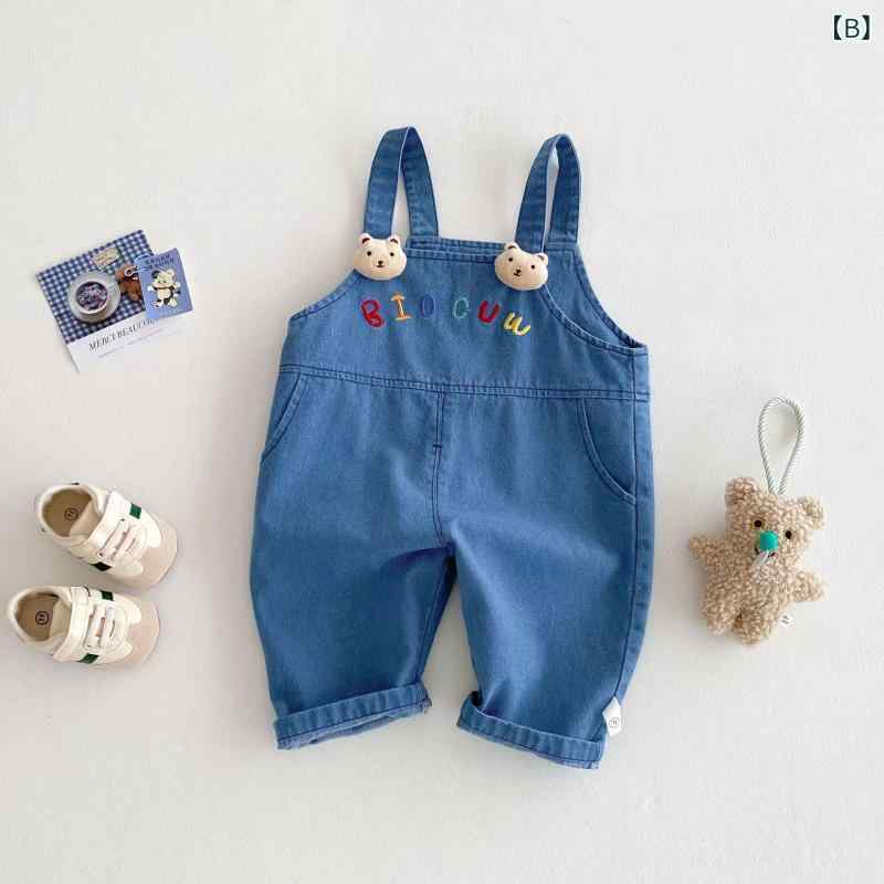 キッズ オーバーオール 春秋 デニム ロングパンツ コットン 中小童 男の子 女の子 ...