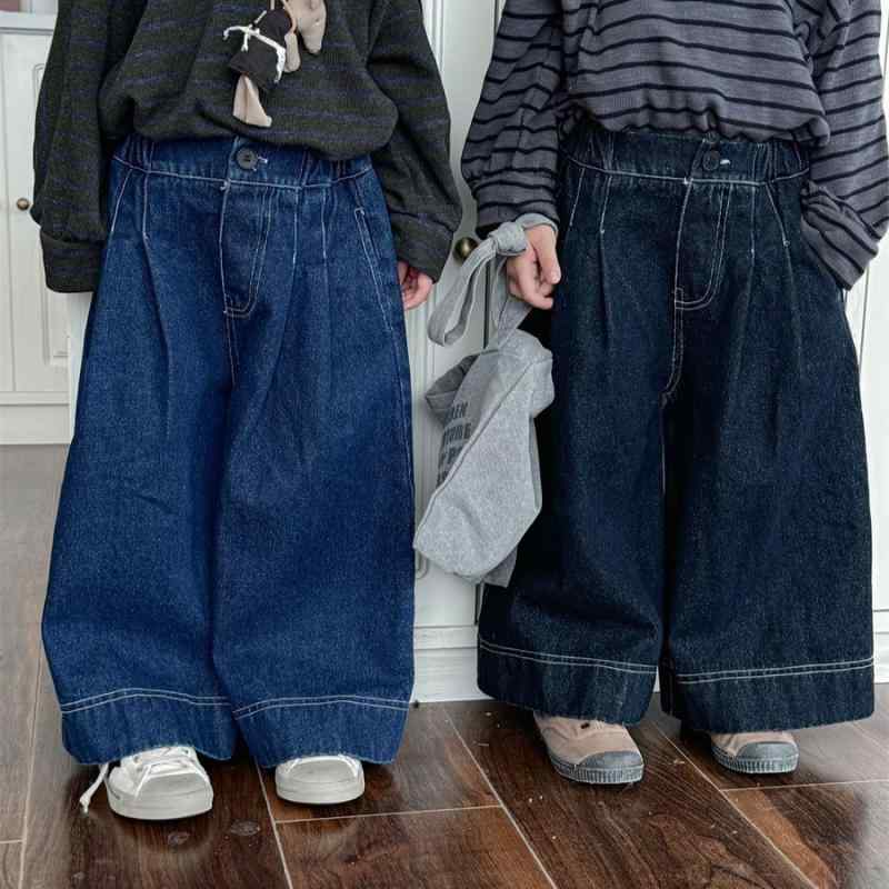 子供服 デニムパンツ 男女兼用 ベビー服 ジーンズ ズボン ワイドレッグパンツ コットン 幼児 小学生 春..