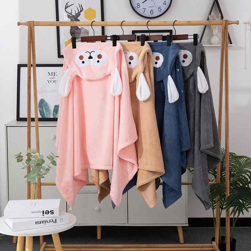 キッズ バスローブ ポンチョ 子供用 コーラルベルベット フード付き 吸水速乾 柔らかい 刺繍 春夏秋冬 ..