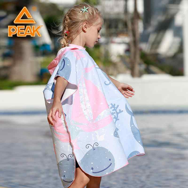 ベビー 女児用 バスローブ ポンチョ フード付き ビーチタオル 水泳 軽量 速乾 ポリエステル プリント 7..