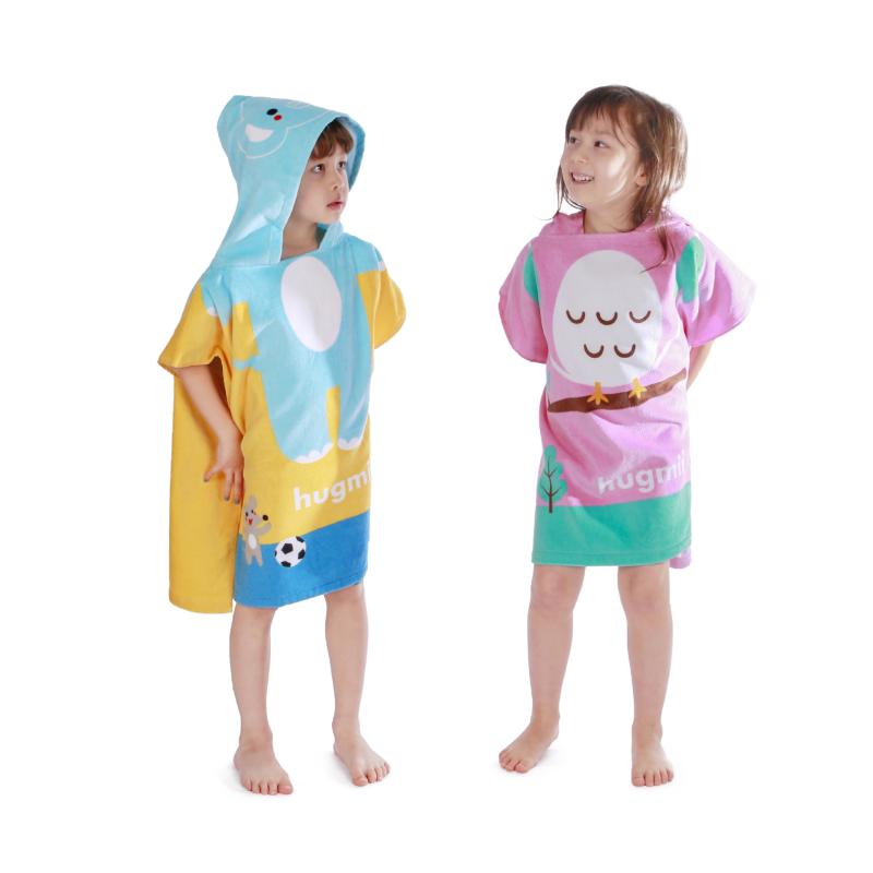 ベビー バスローブ ケープ 綿100% 吸水速乾 アニマル柄 フード付き ビーチ プール お風呂 柔らかい 60 120cm