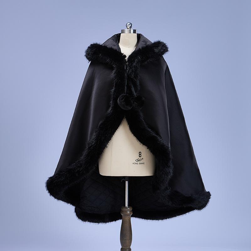 キッズ ケープ 女の子 ショール 黒 ブラック プードルファー 裏起毛 秋冬 防寒 あったか 舞台 衣装 ガールズ 子供 発表会 お呼ばれ