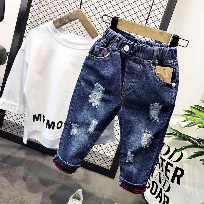 子供服 男の子 デニムパンツ ロングパンツ 韓国風 ダメージ加工 ジーパン ボーイズ 春夏 綿100%