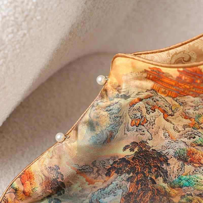 ベスト レディース チャイナ風 提花 刺繍 ノースリーブ トップス レトロ 中国風 ポリエステル ゆったり 普段使い 文芸風 グリーン イエロー