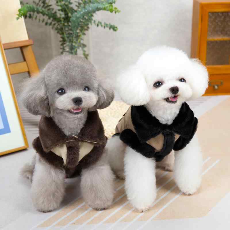 ドッグウェア 犬 猫 服 ペット服 小型犬 秋冬 保温 防寒 スエード ジャケット ブラウン ベージュ