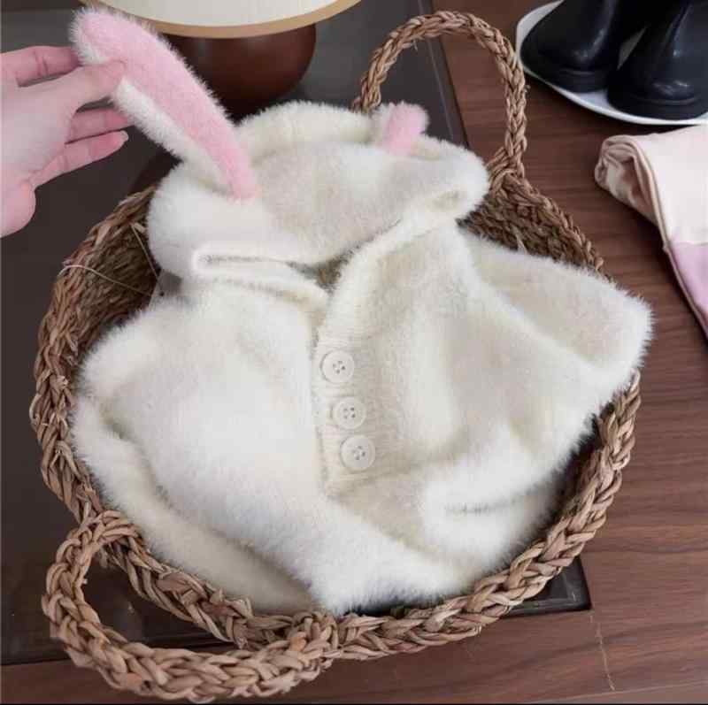 ニット・セーター ガールズ 子供 ベビー服 春秋 水貂绒（ミンクフリース） 長袖トップス フード付き か..