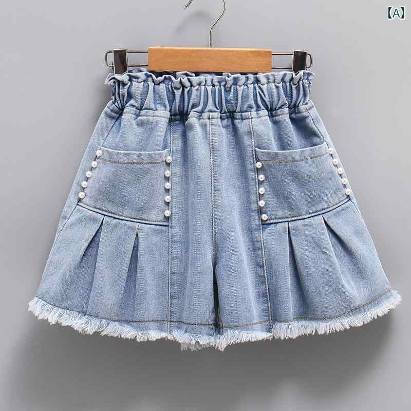 キッズ デニム ショートパンツ ホットパンツ 女の子 子供 ウォッシュ加工 ダメージ...