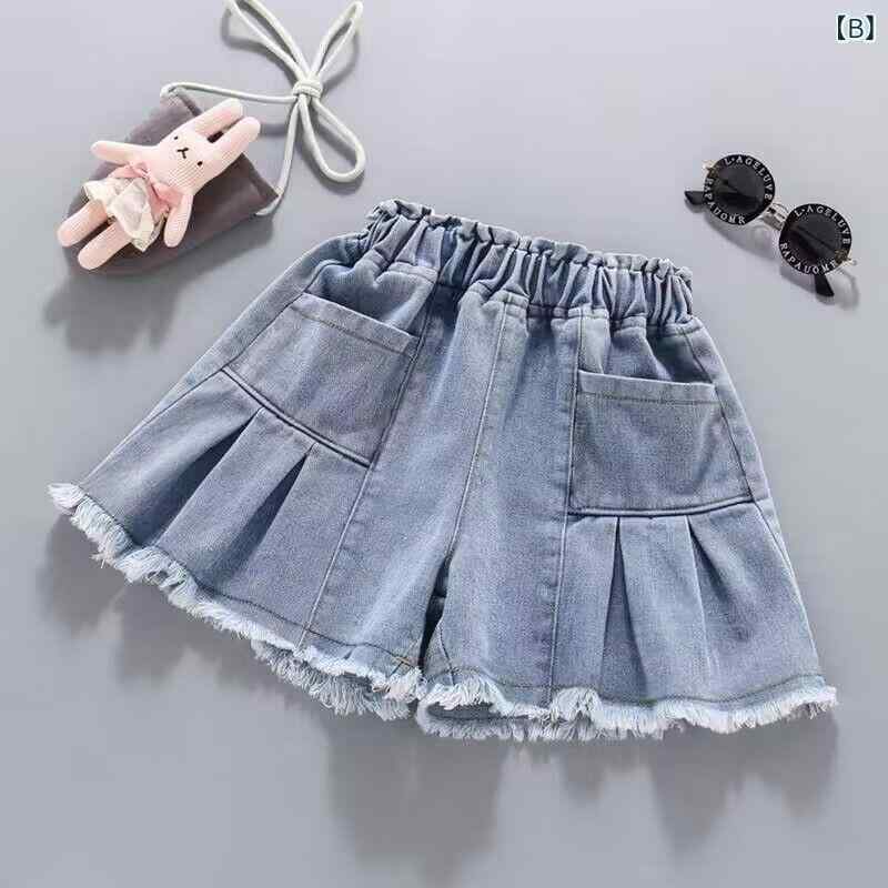 キッズ デニム ショートパンツ ホットパンツ 女の子 子供 ウォッシュ加工 ダメージ...