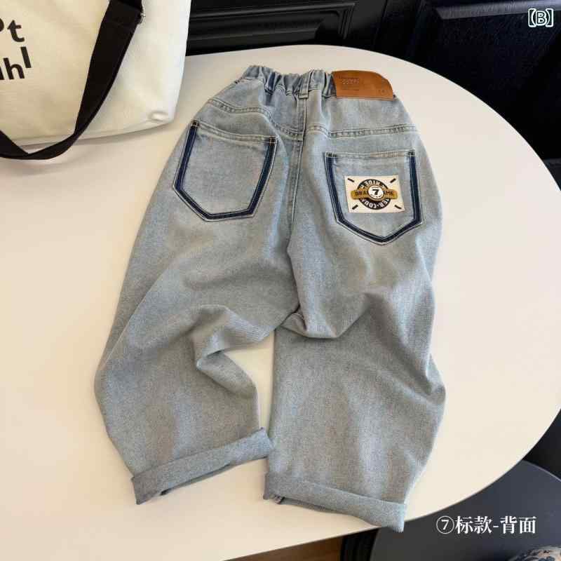 子供服ジーンズ 春秋 男女兼用 デニムパンツ 柔らかい 通気性 コットン 100 110 12...