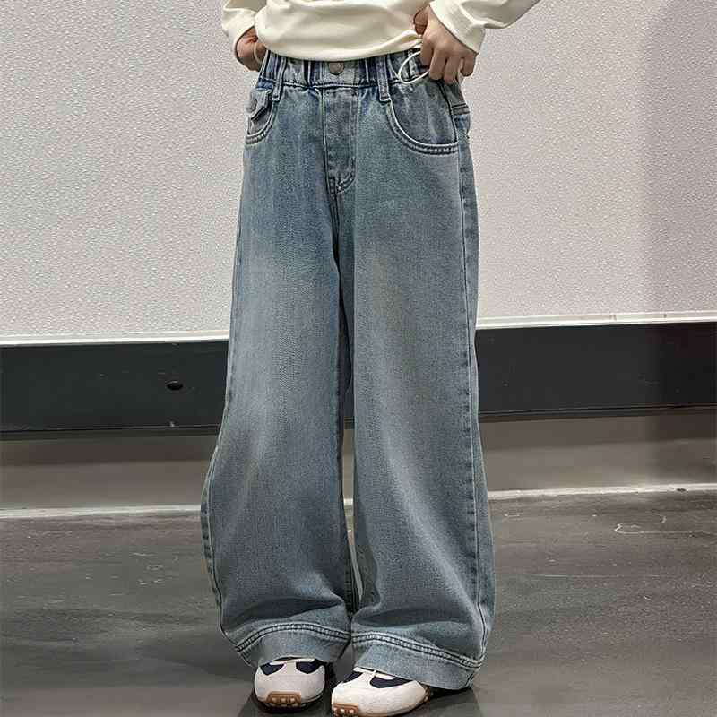 子供 デニムパンツ ガールズ ワイドレッグパンツ ストレートパンツ ロングパンツ 女児 女の子 8歳以上 ..